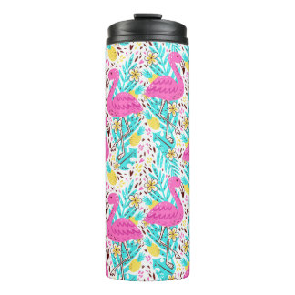 フラミンゴ、ハート、氷Cの明るい夏の模様 タンブラー