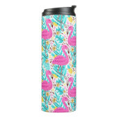 フラミンゴ、ハート、氷Cの明るい夏の模様 タンブラー (回転左)