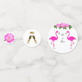 フラミンゴ、ハート、牡丹の花と結婚月桂樹 コンフェッティ (裏面)