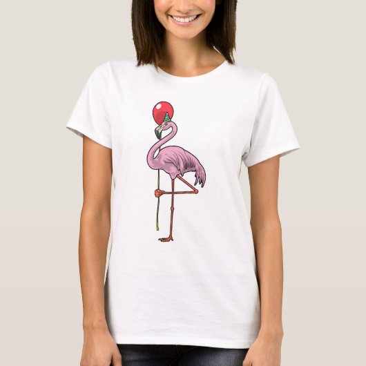 フラミンゴ バースデー 風船 Tシャツ (正面)