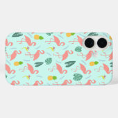 フラミンゴ&パイナップル – 夏のパターン Case-Mate iPhoneケース (裏面 (横))