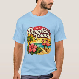 フラミンゴ | パラダイス・ファウンド・トロピカル・ビーチ Tシャツ