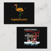 フラミンゴ |パンプキンハロウィンフラミンゴウィーンバードピンク エンクロージャーカード (正面/裏面)