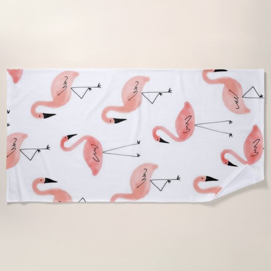フラミンゴ ビーチタオル (正面)