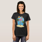 フラミンゴ ビーチ サングラス サマー Tシャツ (正面フル)
