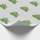 フラミンゴ、ピンクのフラミンゴ、熱帯ジャングル葉の ラッピングペーパー (角)