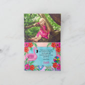 フラミンゴ ピンク フラワール バースデーパーティー サンクス サンキューカード (内部)