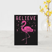 フラミンゴ ピンク リボン 乳がん認識を信じて カード (黄色い花)