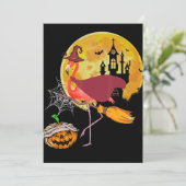 フラミンゴ | フラミンゴに乗ったほうきとカボチャのハロウィン シーズンカード (スタンド正面)