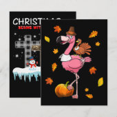 フラミンゴ | フラミンゴの感謝祭ハロウィン 招待状 (正面/裏面)