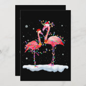 フラミンゴ|フラミンゴクリスマスツリーサンタハットクリスマス セーブザデート (正面/裏面)