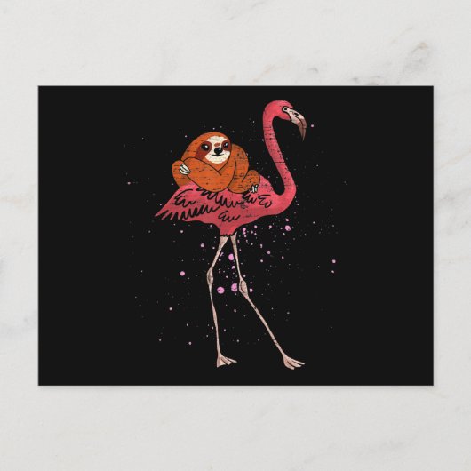 フラミンゴ |フラミンゴライディングスロース動物愛好家ギフト 案内ポストカード (正面)