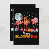 フラミンゴ|フラミンゴ感謝祭ハロウィンクリスマス 出欠カード (正面/裏面)