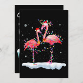 フラミンゴ | フラミンゴ クリスマス ツリー サンタ ハット クリスマス 招待状 (正面/裏面)