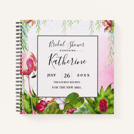 フラミンゴ フロリダ トロピカル フローラル ノートブック (正面)