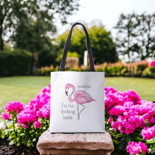 フラミンゴ・ブライズメイド 私が群れの花嫁の名前 トートバッグ