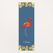 フラミンゴ&プルメリア花賞ブルー ヨガマット (正面)