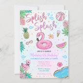 フラミンゴ プールパーティー 招待状 (正面)