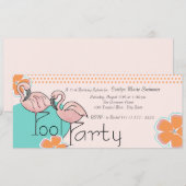 フラミンゴ プールパーティー 招待状 (正面/裏面)