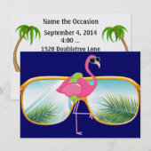 フラミンゴ プールパーティ - SRF 招待状 (正面/裏面)