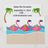 フラミンゴ プール / ビーチ パーティー - SRF 招待状 (正面/裏面)