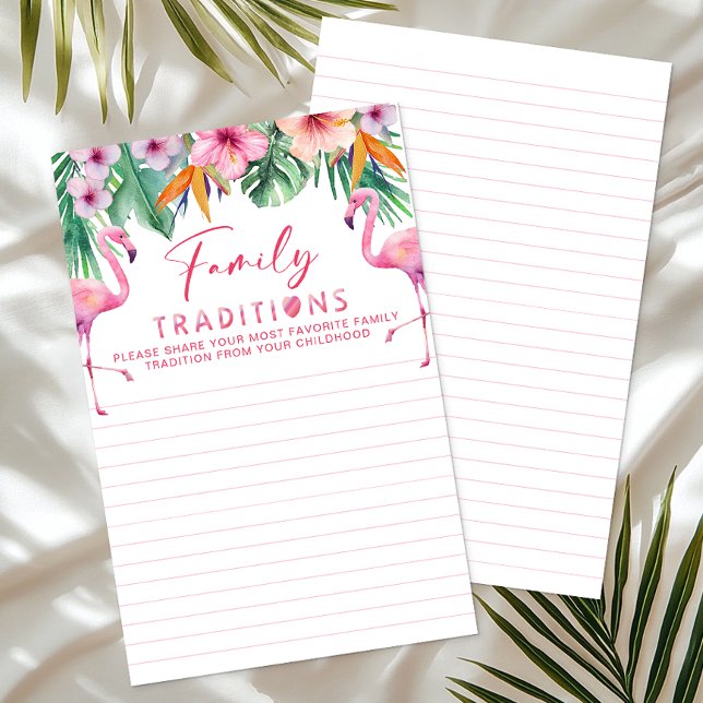 フラミンゴ ベビーシャワー 家族の伝統シート (Fun Baby Shower Activity & Keepsake)