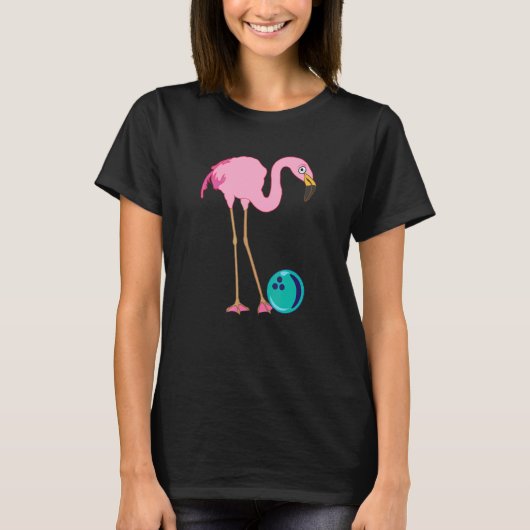フラミンゴ ボウリングピン 野生動物 ボウラー Tシャツ (正面)