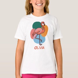 フラミンゴ ポップアート カラフル Tシャツ