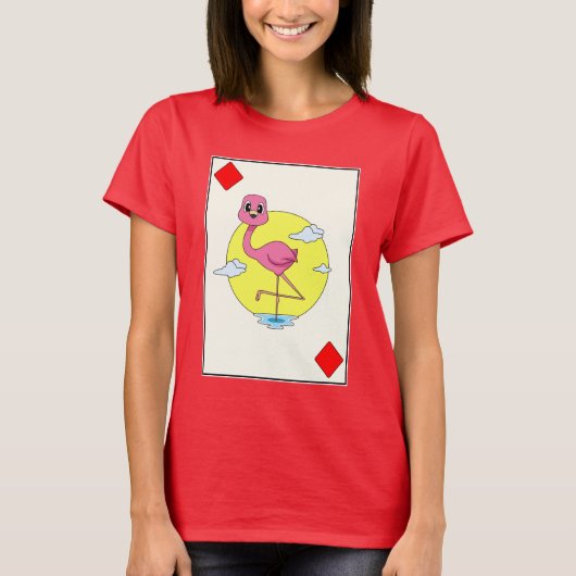 フラミンゴ ポーカー トランプ カードゲーム Tシャツ (正面)