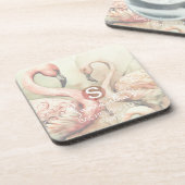 フラミンゴ モノグラム コースター (左側)