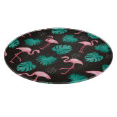 フラミンゴ、ヤシ離れの:熱帯水色。 カッティングボード (角)