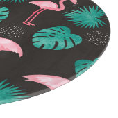 フラミンゴ、ヤシ離れの:熱帯水色。 カッティングボード (角)