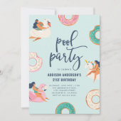 フラミンゴ&ユニコーンプールパーティー|サマー誕生日 招待状 (正面)