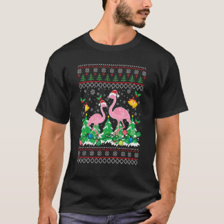 フラミンゴ ライト もつれた ださいセーター クリスマス アニ Tシャツ