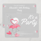 フラミンゴ ラブパーティー ご招待 招待状 (正面/裏面)