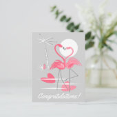 フラミンゴ ラブ おめでとう！ ポストカード 風景 (スタンド正面)