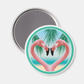 フラミンゴ・ラブ（トロピカルバレンタイン） マグネット (正面/裏面)