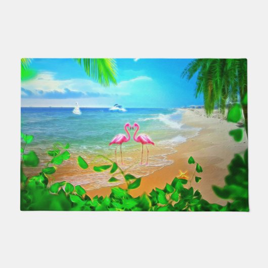 フラミンゴ・ラブ ドアマット (正面)