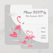 フラミンゴ ラブ ムーンフェア 結婚式 出席お願い 招待状 (正面/裏面)
