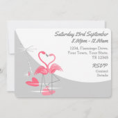 フラミンゴ ラブ 大きな月 誘われたエンゲージメント 招待状 (裏面)