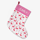 フラミンゴ ラージクリスマスストッキング (正面 (吊り時))