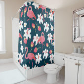 フラミンゴ・リリー熱帯ヴィンテージシームレスパット シャワーカーテン (インサイチュ)