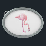 フラミンゴ 卵形バックル<br><div class="desc">ピンク絵画のフラミンゴの水色</div>