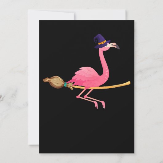フラミンゴ | 女性用ハロウィン フラミンゴ魔女おもしろ 招待状 (正面)