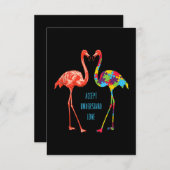 フラミンゴ |愛の自閉症フラミンゴの理解 エンクロージャーカード (正面/裏面)