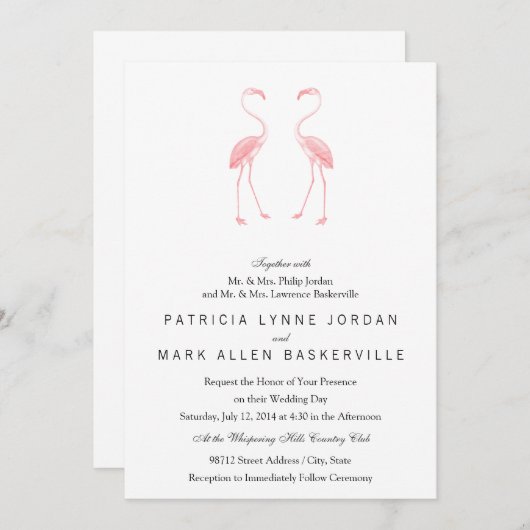 フラミンゴ 招待状 (正面/裏面)
