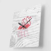 フラミンゴ（木材の洗浄） スクエア壁時計 (傾斜)