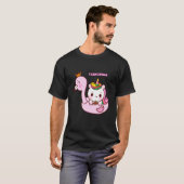 フラミンゴ 泳ぐ かわいい 馬 Tシャツ (正面フル)