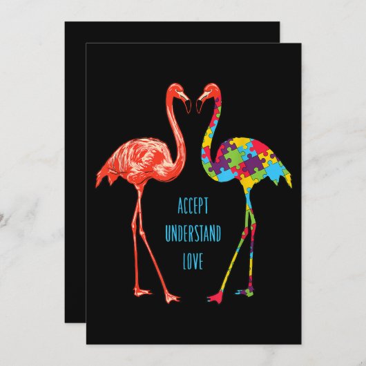 フラミンゴ|自閉症の愛を受け入れるフラミンゴ セーブザデート (正面/裏面)