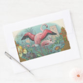 フラミンゴ 長方形シール (封筒)
